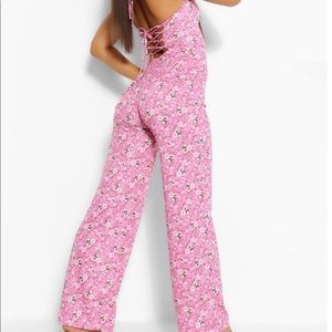Print Strappy Wide Leg Jumpsuit